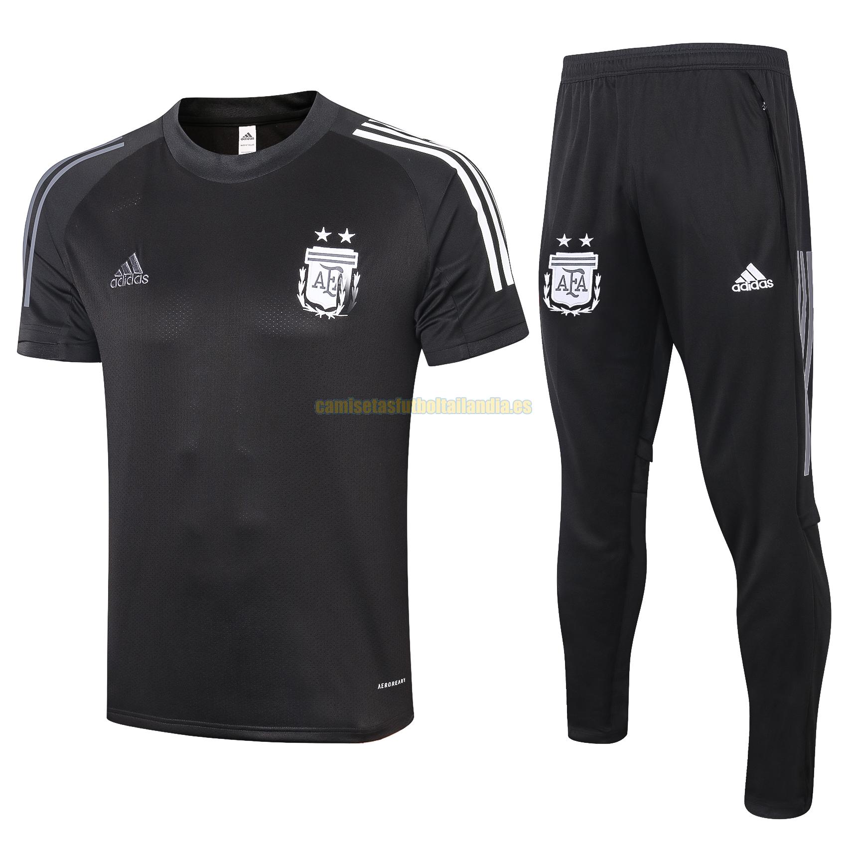 camiseta manga corta argentina 2020-2021 negro conjunto