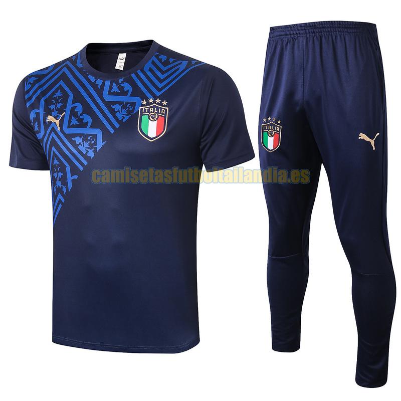 camiseta manga corta italia 2020-2021 azul real conjunto