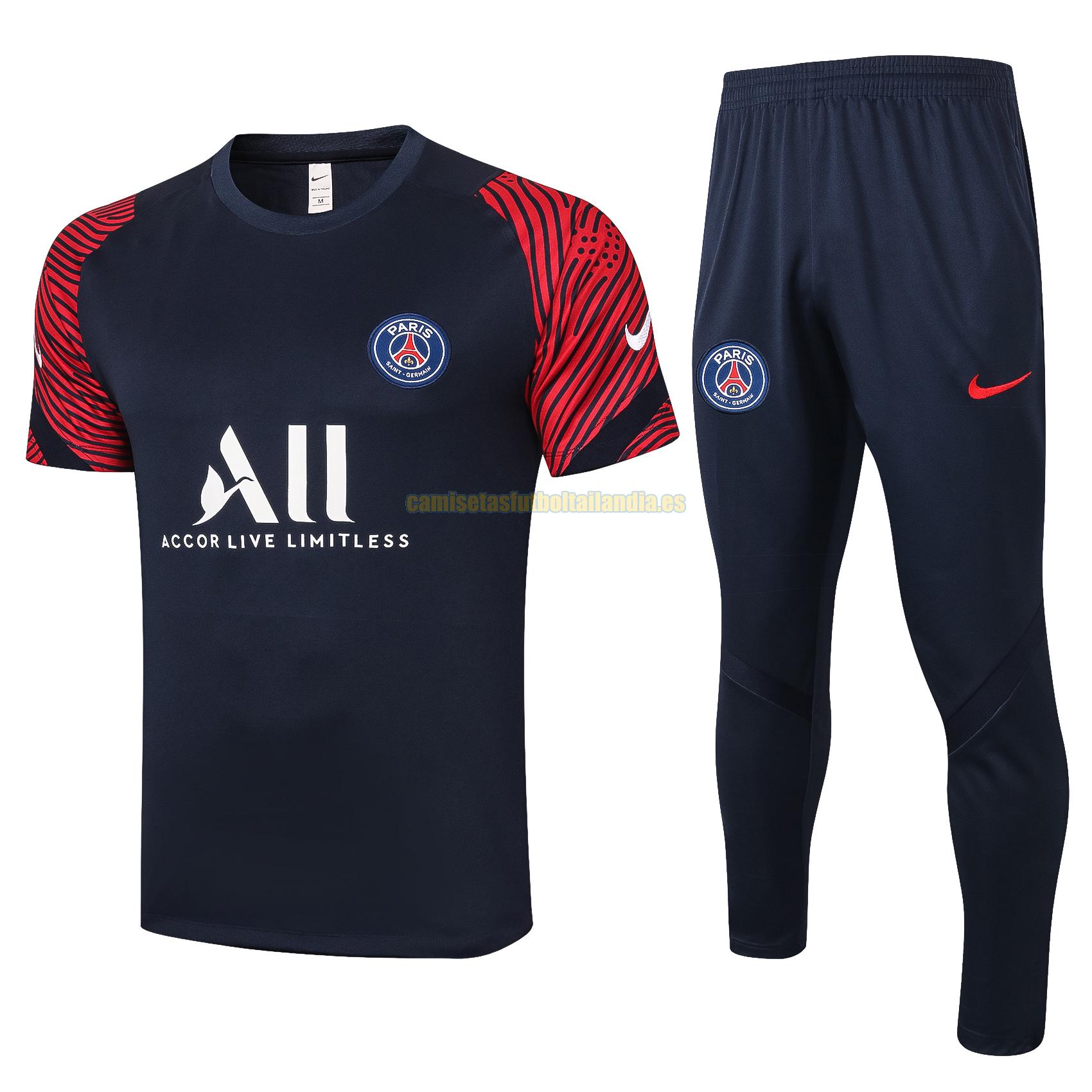 camiseta manga corta paris saint germain 2020-2021 rojo azul conjunto