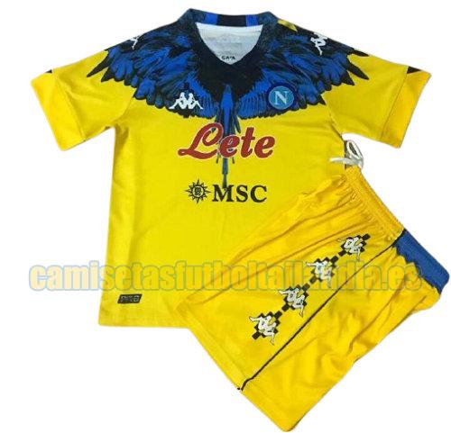 camiseta marcelo burlon giallo blu napoli 2021-2022 niño