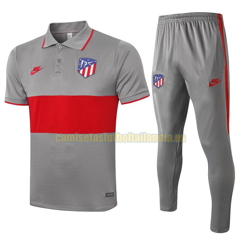 camiseta polo atletico madrid 2020-2021 rojo gris conjunto