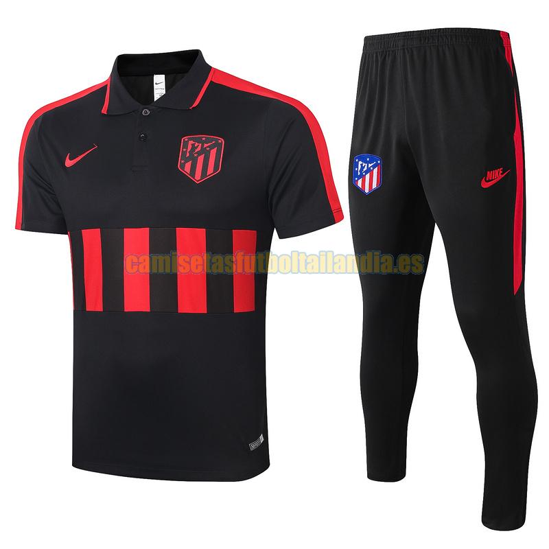 camiseta polo atletico madrid 2020-2021 rojo negro conjunto