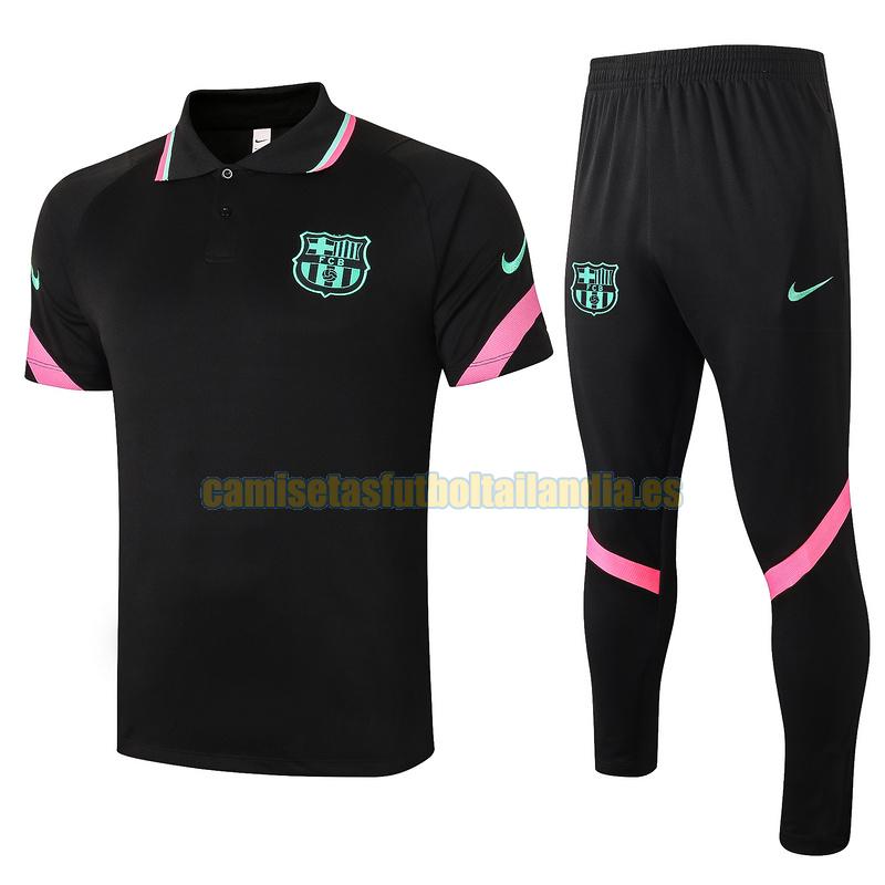 camiseta polo barcelona 2020-2021 negro rosa conjunto