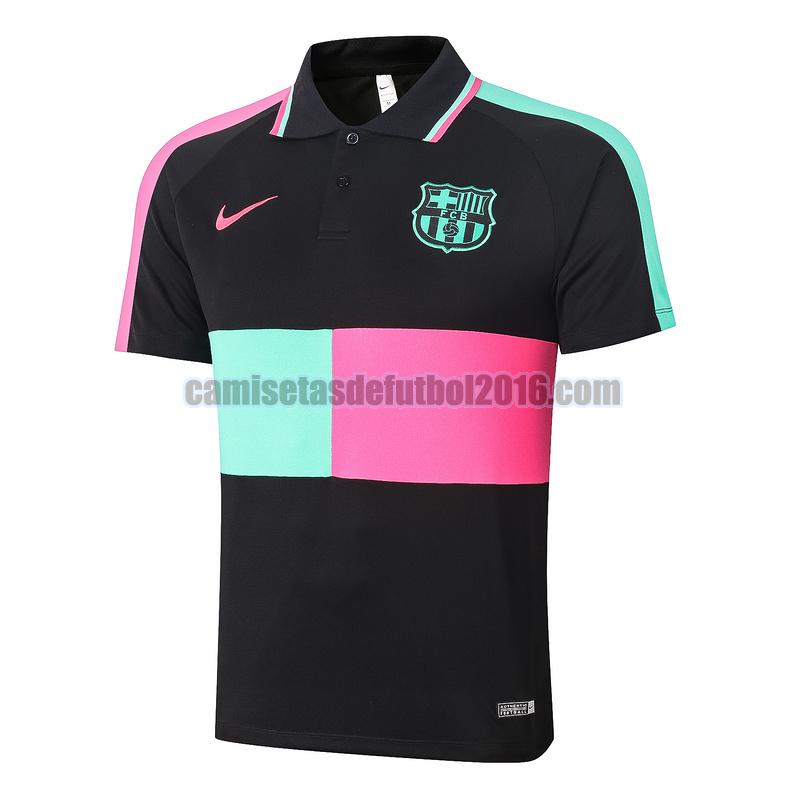 camiseta polo barcelona 2020-2021 negro verde rosa