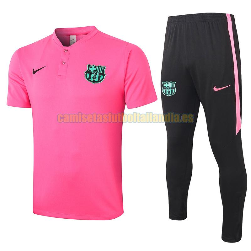 camiseta polo barcelona 2020-2021 rosado conjunto