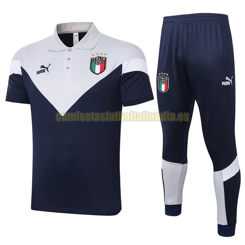 camiseta polo italia 2020-2021 azul blanco conjunto