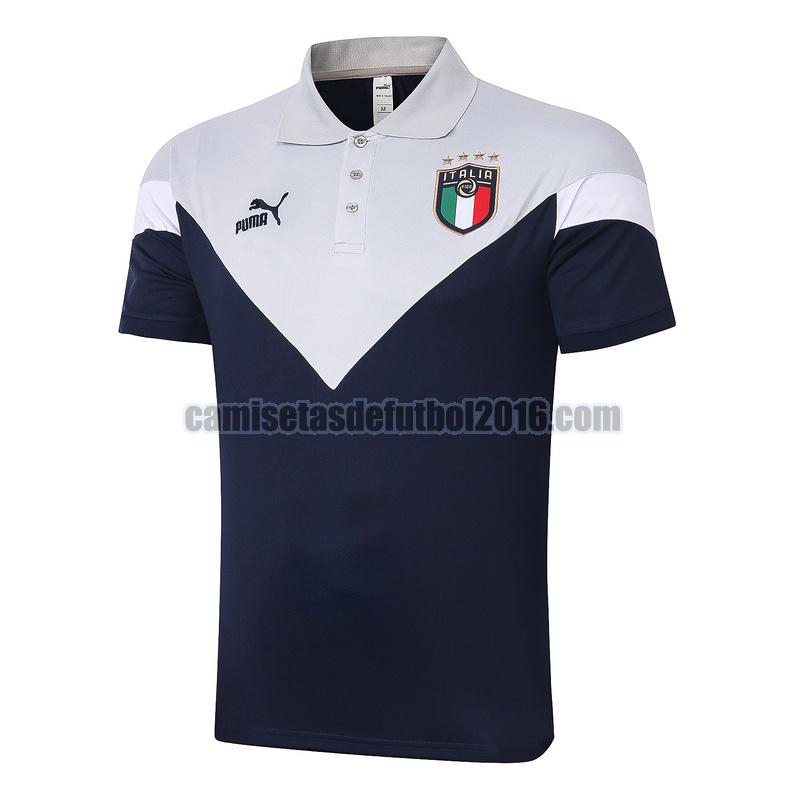 camiseta polo italia 2020-2021 gris blanco