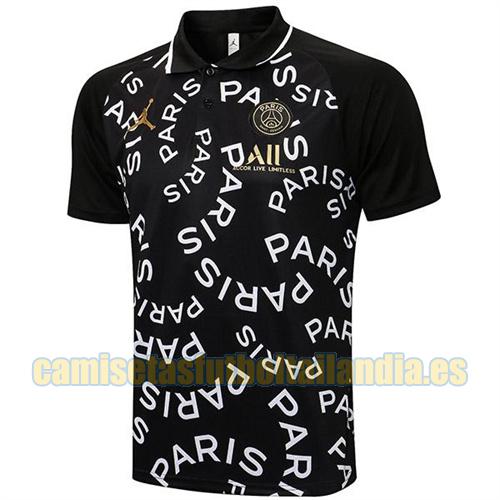 camiseta polo negro impresión digital completa paris saint germain 2021-2022