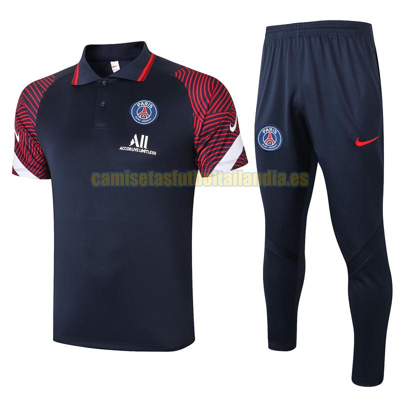 camiseta polo paris saint germain 2020-2021 azul real rojo conjunto