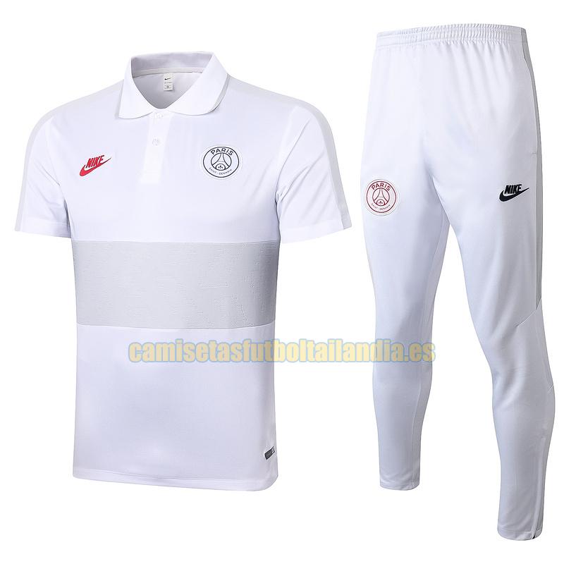 camiseta polo paris saint germain 2020-2021 gris blanco conjunto