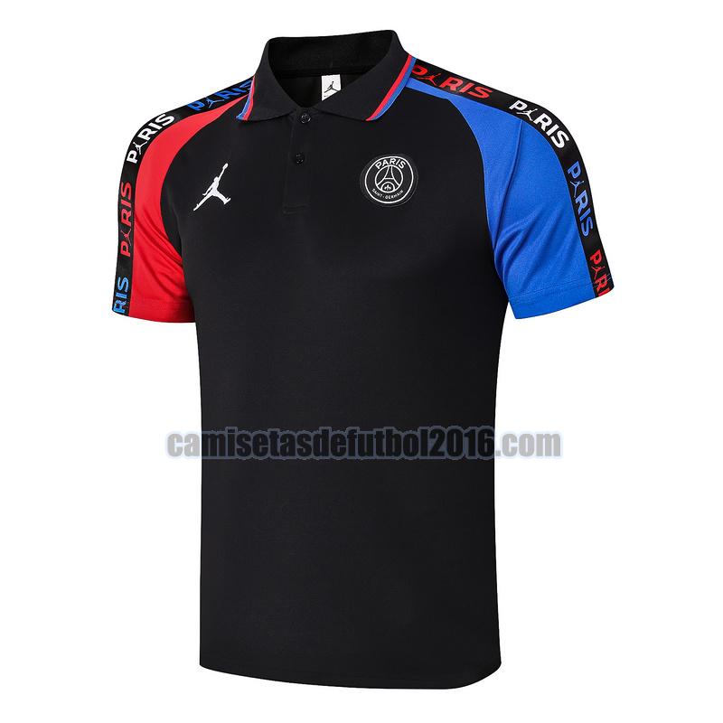 camiseta polo paris saint germain 2020-2021 negro azul rojo