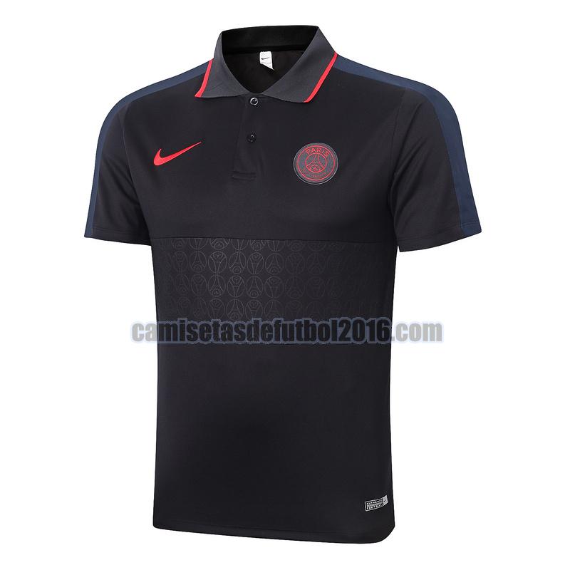 camiseta polo paris saint germain 2020-2021 negro rojo)