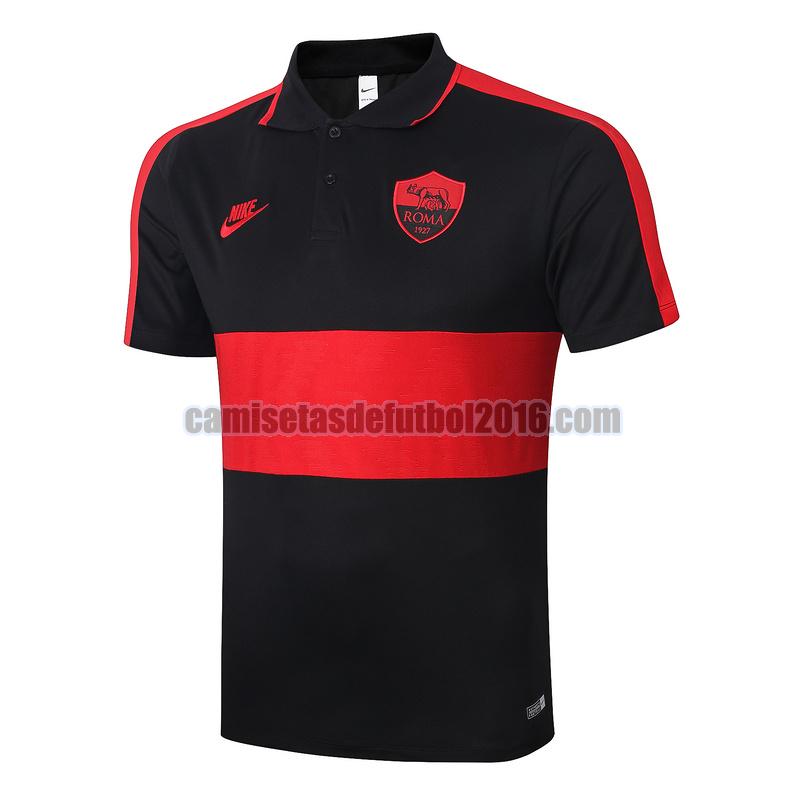 camiseta polo roma 2020-2021 negro rojo