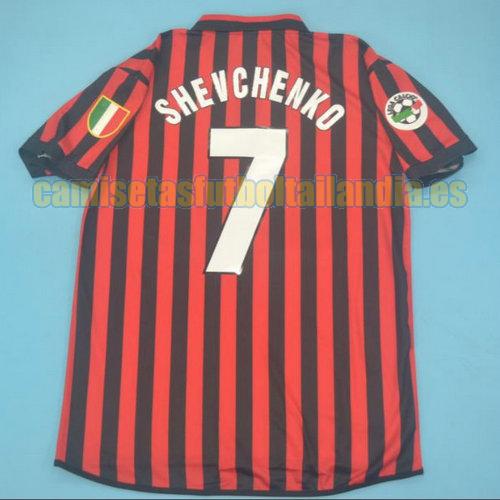 camiseta primera ac milan 1999-2000 rojo shevchenko 7