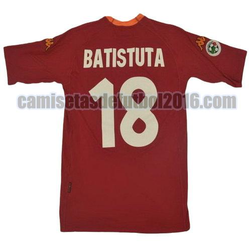 camiseta primera equipacion as roma 2000-2001 batistuta 18