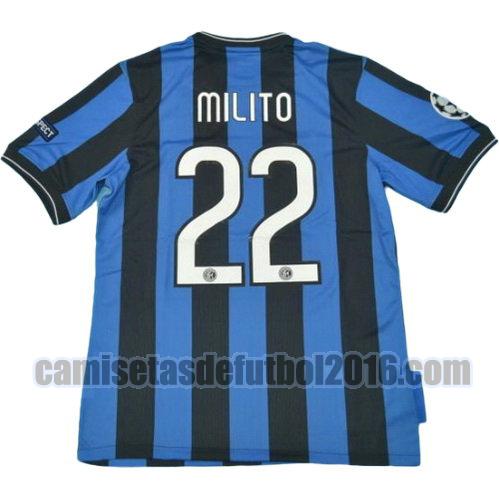 camiseta primera equipacion inter milan ucl 2010-2011 milito 22