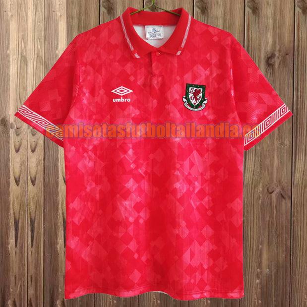 camiseta primera galles 1990-1992 rojo