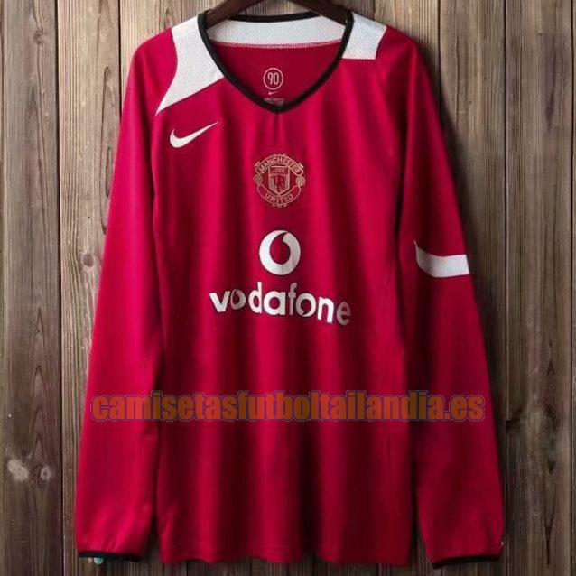 camiseta primera manchester united 2004-2006 rojo ml