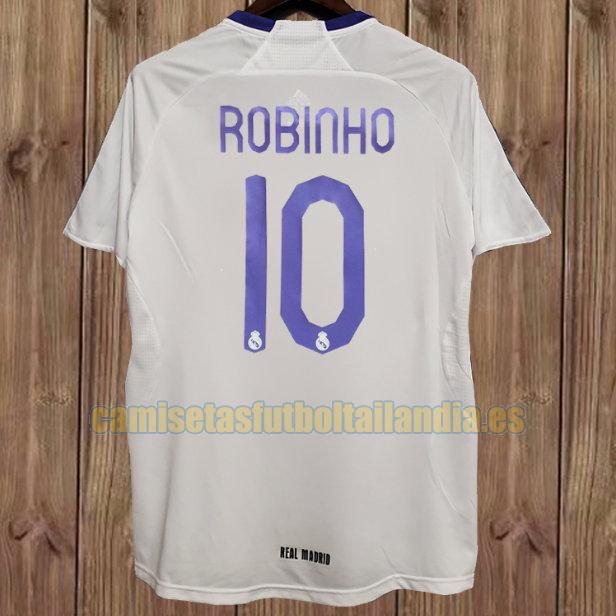 camiseta primera real madrid 2007-2008 blanco, blanca robinho 10