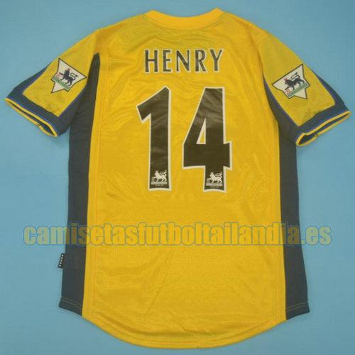 camiseta segunda arsenal 2000-2001 amarillo henry 14