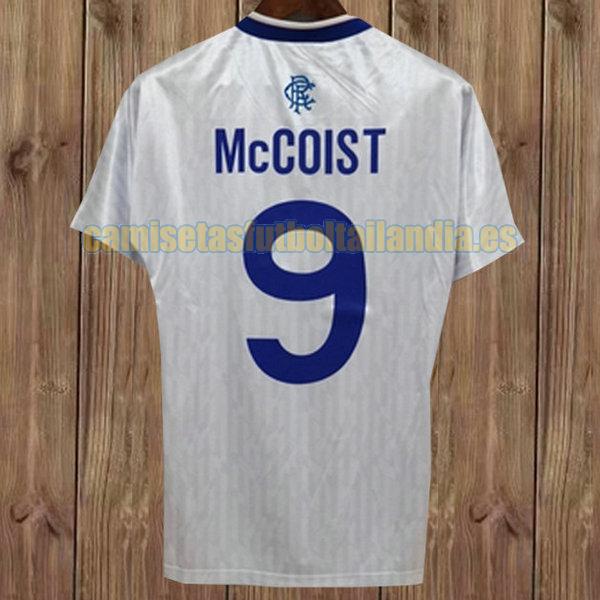 camiseta segunda glasgow rangers 1990-1992 blanco mccoist 9