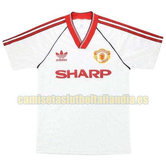 camiseta segunda manchester united 1988-1990 blanco, blanca