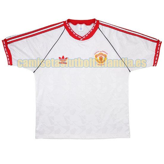 camiseta tercera manchester united 1990-1991 blanco, blanca