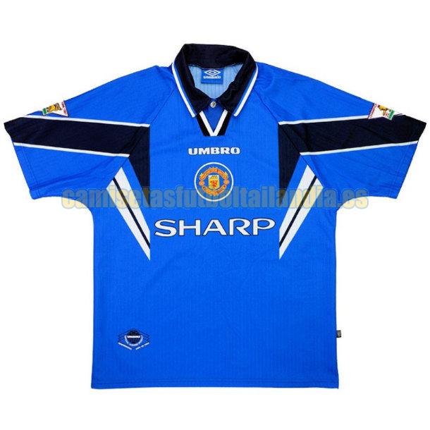 camiseta tercera manchester united 1996-1997 azul