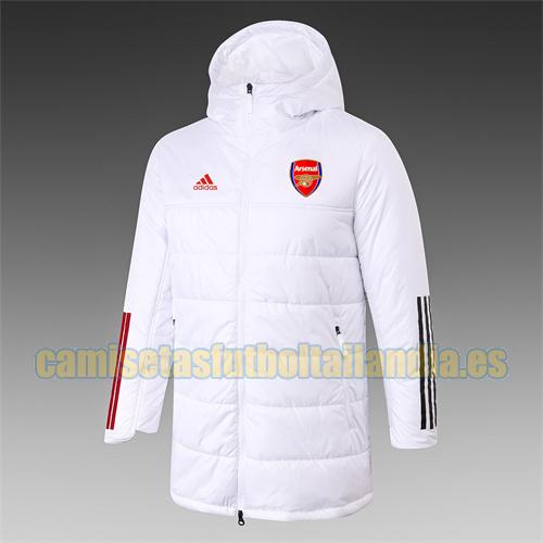 chaqueta barata de la chaqueta del paño grueso y suave del algodón adidas arsenal 2021-2022 blanco encapuchado