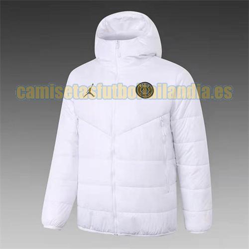chaqueta barata de la chaqueta del paño grueso y suave del algodón jordan psg 2021-2022 blanco encapuchado