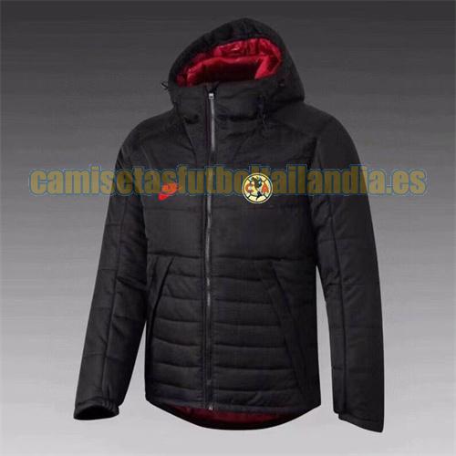 chaqueta barata de la chaqueta del paño grueso y suave del algodón nike club america 2021-2022 negro (rojo dentro del sombrero) encapuchado
