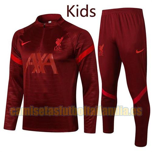 traje deportivo con media cremallera a bajo precio liverpool 2021-2022 rojo niño