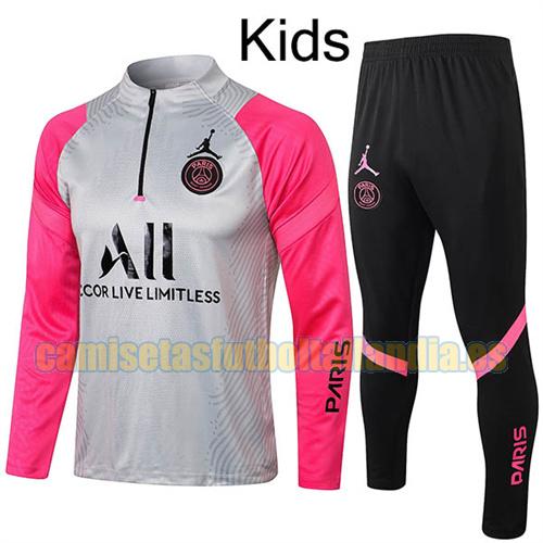 traje deportivo con media cremallera a bajo precio psg 2021-2022 rosa gris niño