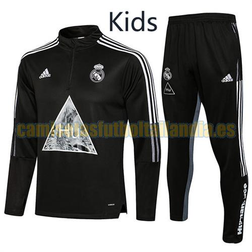 traje deportivo con media cremallera a bajo precio real madrid 2021-2022 negro (sello caliente: hu) niño