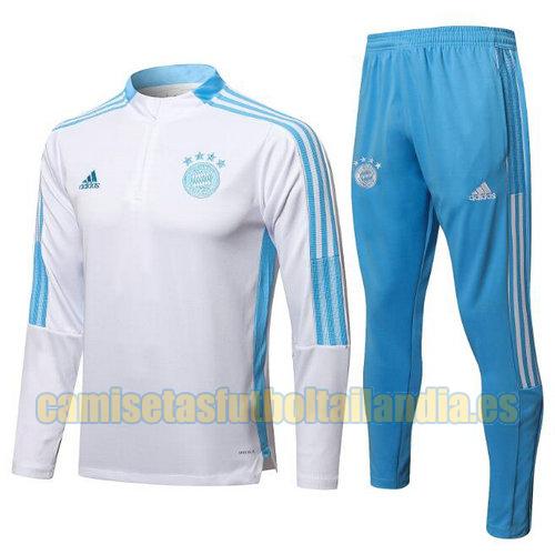 traje deportivo con media cremallera bayern munich 2021-2022 blanco azul) barato