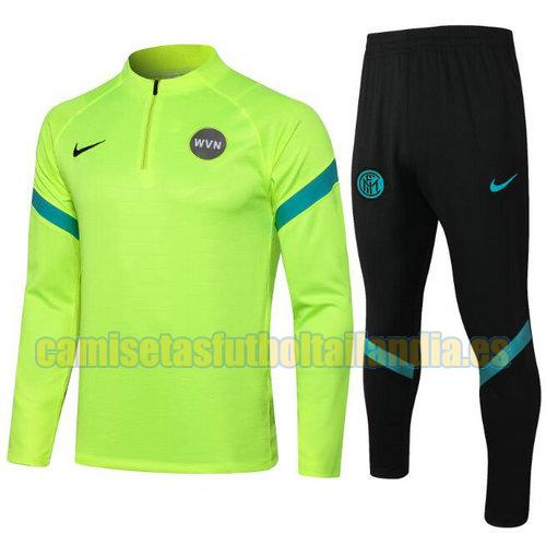 traje deportivo con media cremallera inter milan 2021-2022 verde fluorescente barato