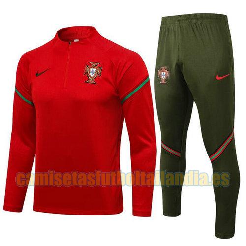 traje deportivo con media cremallera portugal 2021-2022 rojo barato
